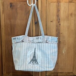 Paris Light Gray Cotton Tote with outside pockets JOANN